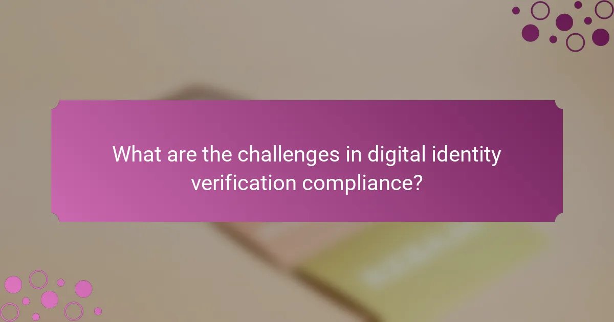 What are the challenges in digital identity verification compliance?